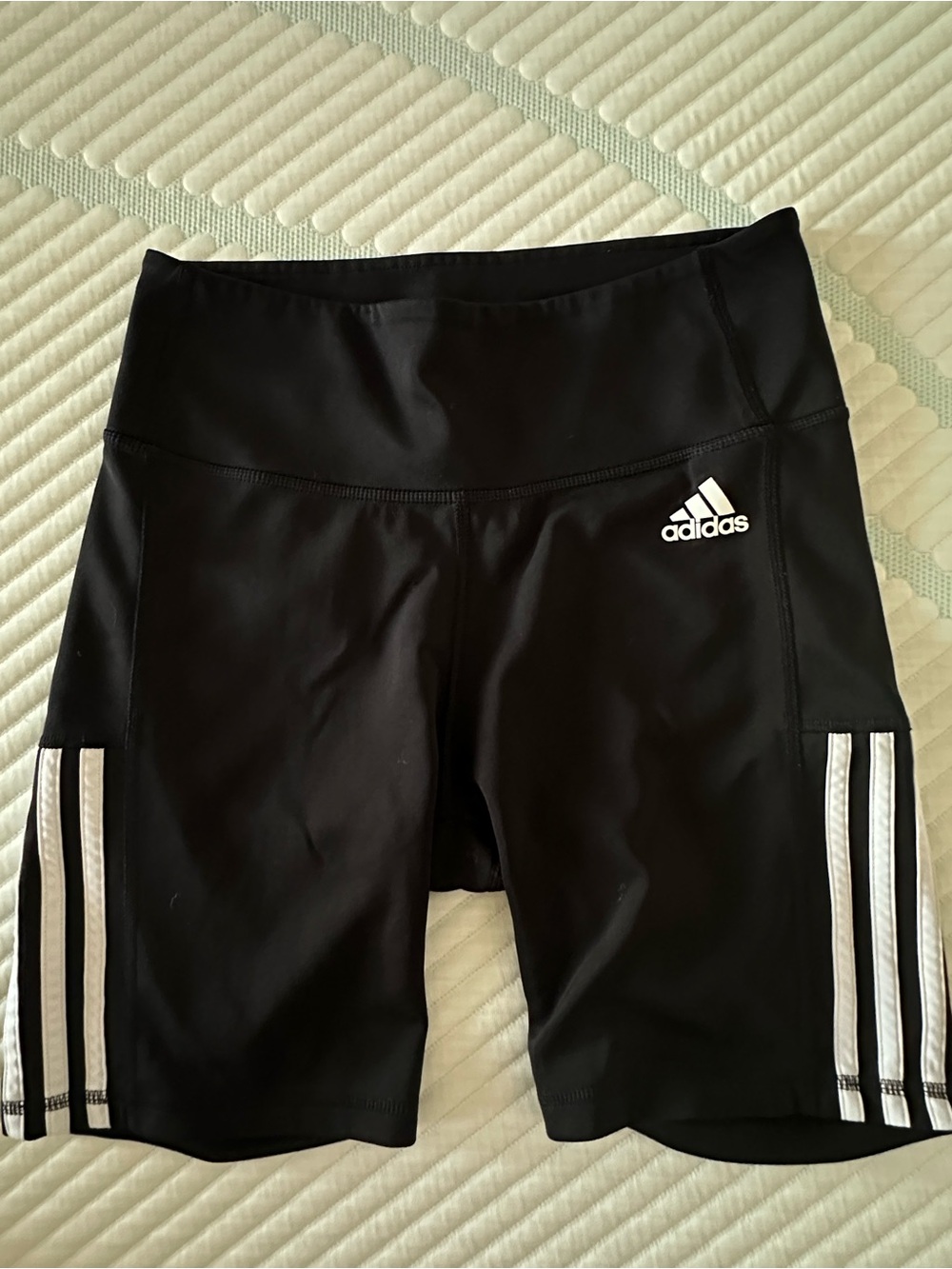 Adidas Women’s Black Athletic Bike Shorts with White Stripe